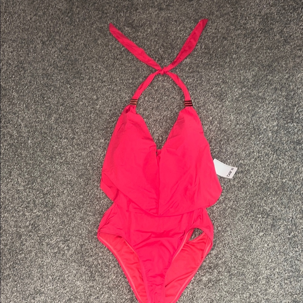 BRAND NEW Bar III Pink One Piece Swimsuit with Halter Neckline